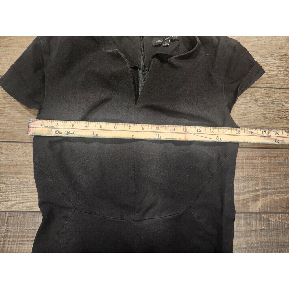 Banana Republic Black Denim Dress Size 6 Cotton Blend Back Zip - Picture 7 of 7